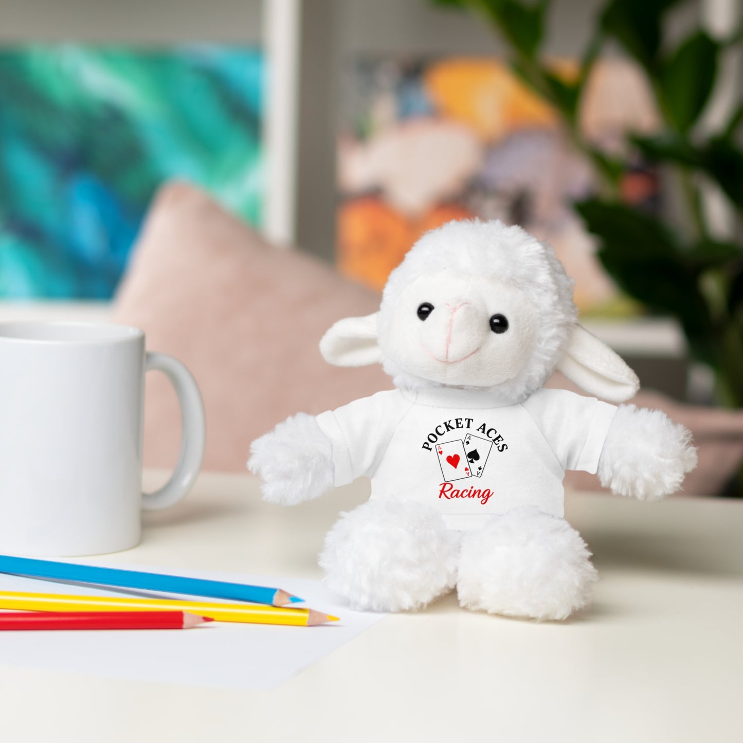 Stuffed Animals with Cards & Text logo Tee