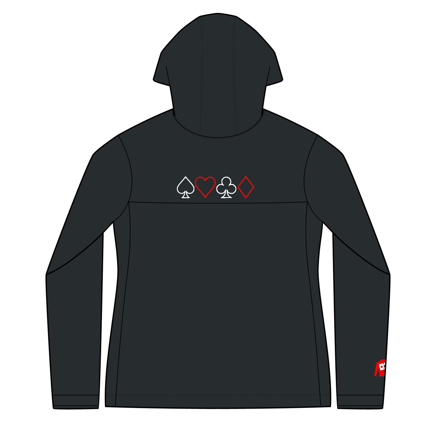 Women's Arcadia Jacket - Cards & Text logo (chest) + Full Suit Silhouette (back) + Silks sleeve detail