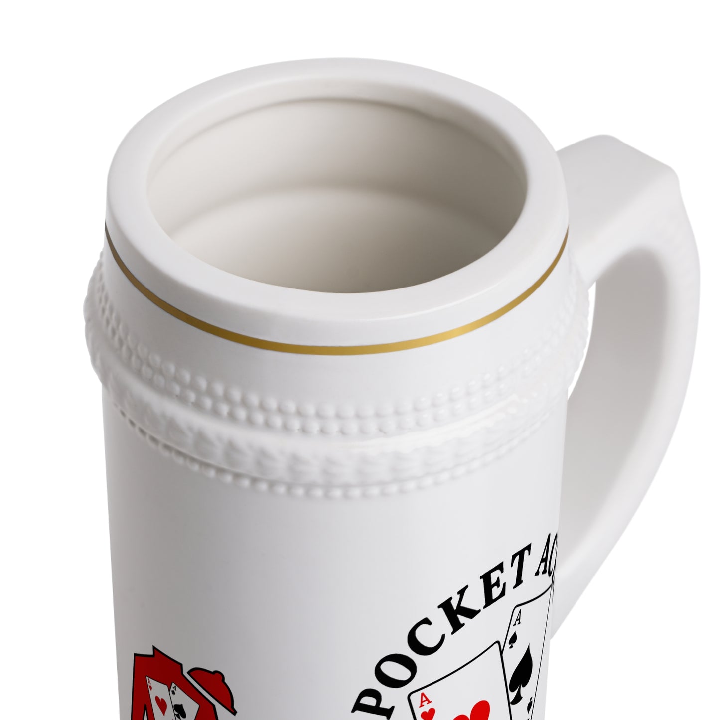 Ceramic Beer Stein — Silks + Cards + Chip logos with Text