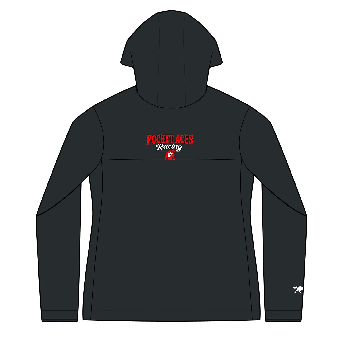 Women's Arcadia Jacket - Cards behind silks logo (chest) + Groovy text & SIlks logo (back) + White horse logo sleeve detail