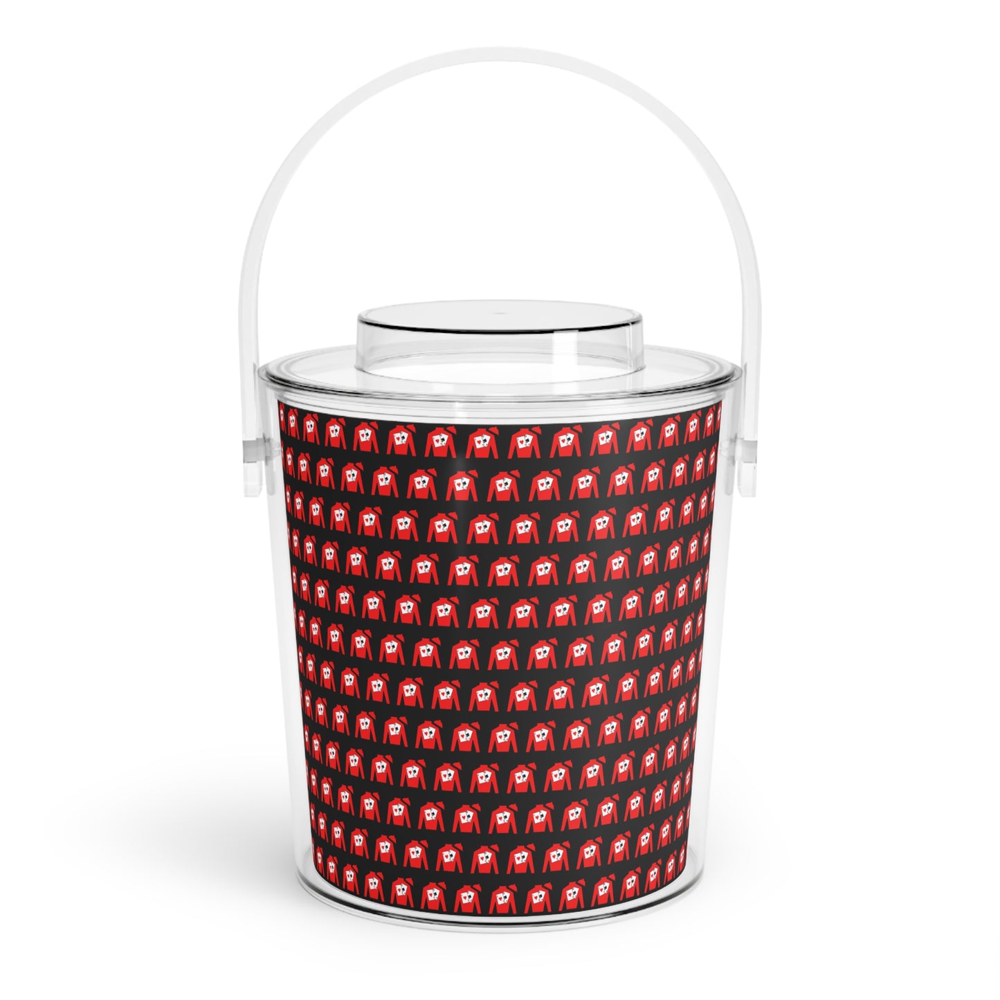 Ice Bucket with Tongs - Silks pattern over black