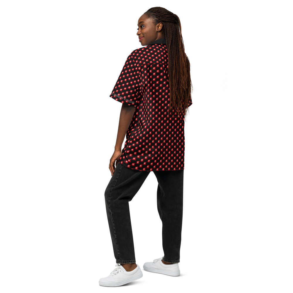 Unisex button shirt - Silks logo pattern over black