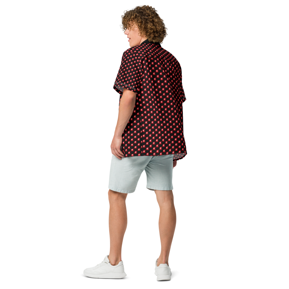 Unisex button shirt - Silks logo pattern over black