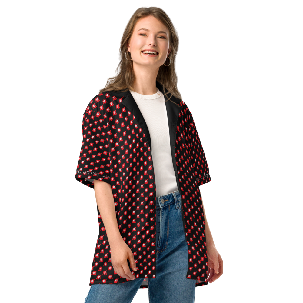 Unisex button shirt - Silks logo pattern over black