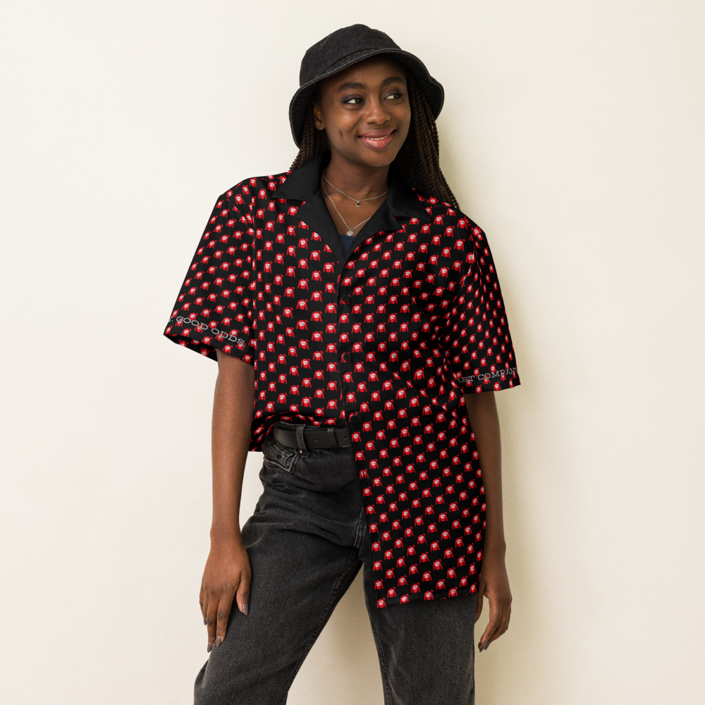 Unisex button shirt - Silks logo pattern over black