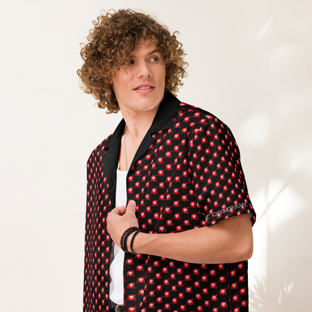 Unisex button shirt - Silks logo pattern over black