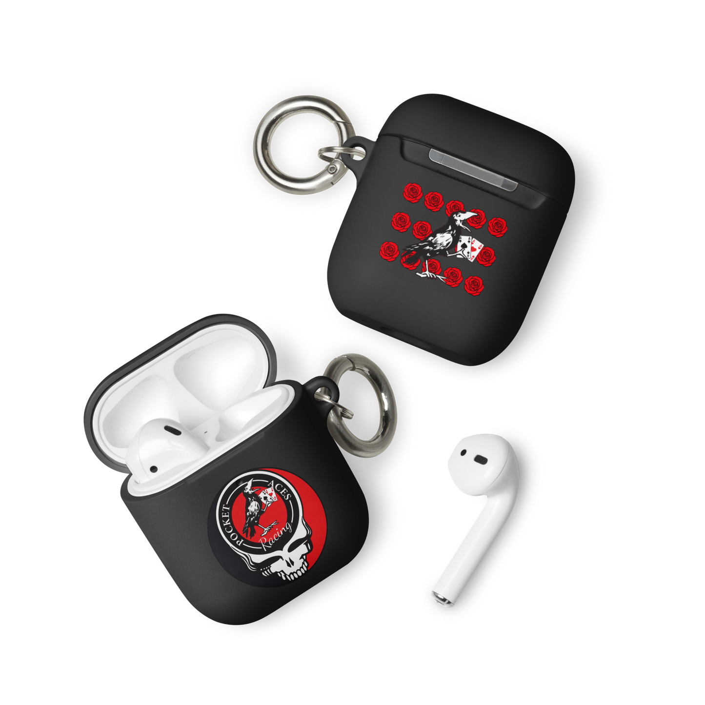 Rubber Case for AirPods® - Ace Your Face (Rook Stealie) + Rook Crow over Roses