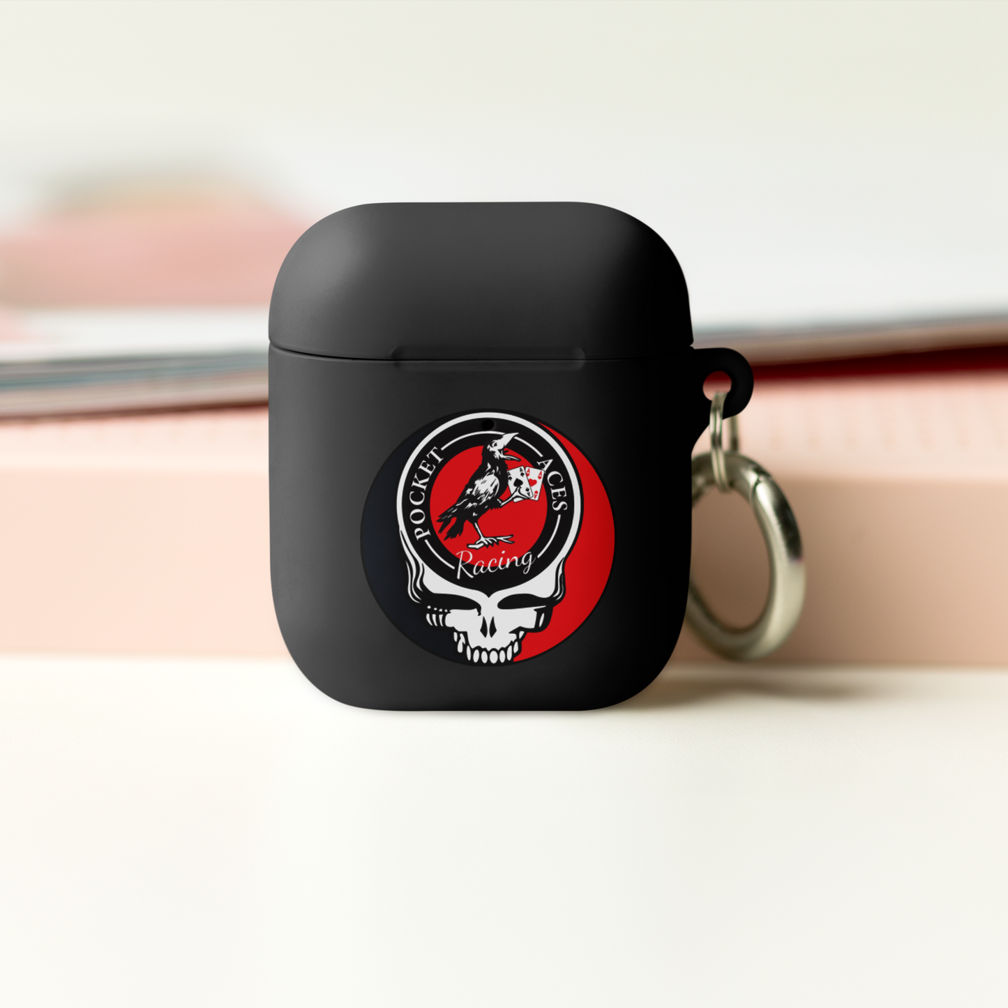 Rubber Case for AirPods® - Ace Your Face (Rook Stealie) + Rook Crow over Roses