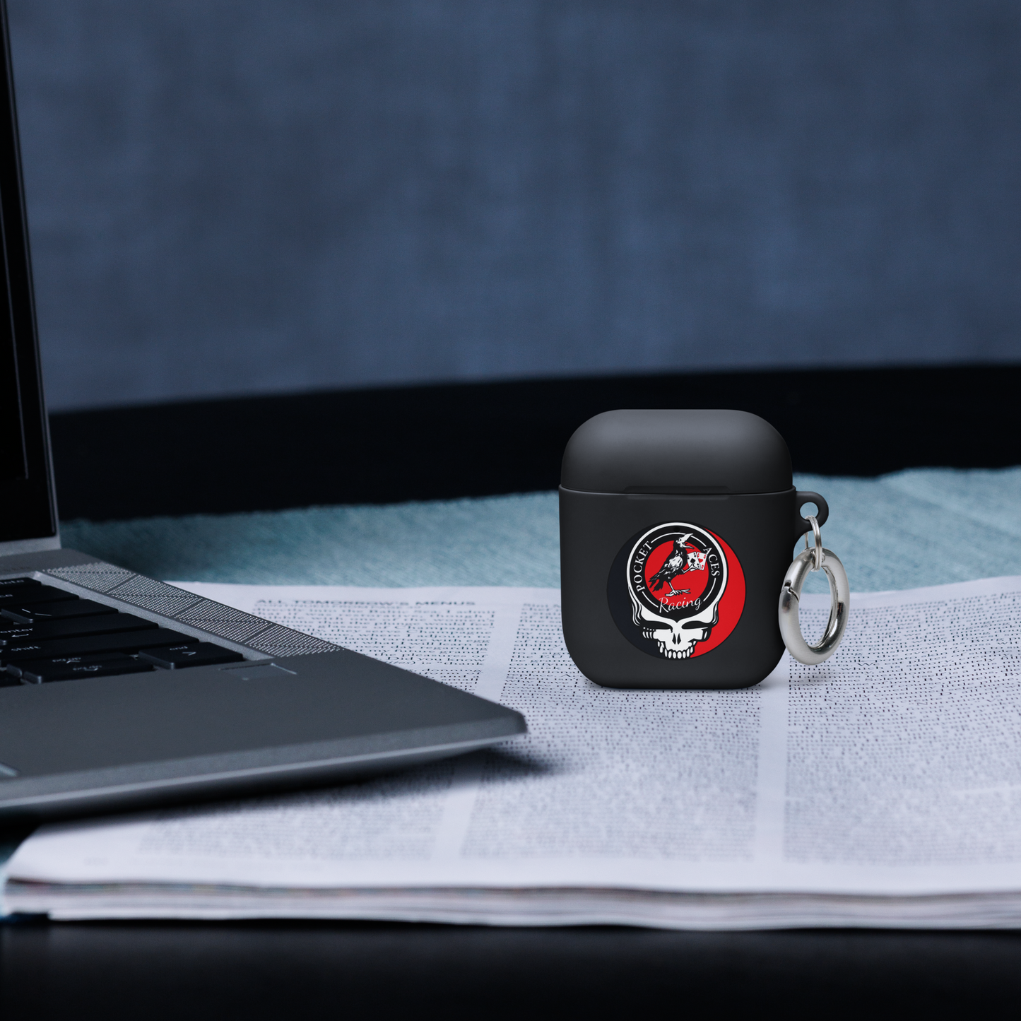 Rubber Case for AirPods® - Ace Your Face (Rook Stealie) + Rook Crow over Roses