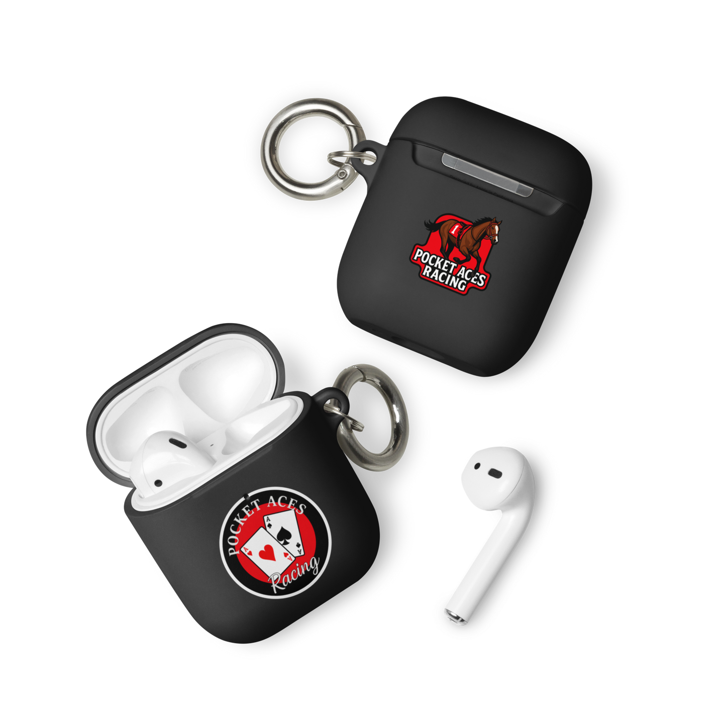 Rubber Case for AirPods® - Framed Cards logo + Horse in Tack logo