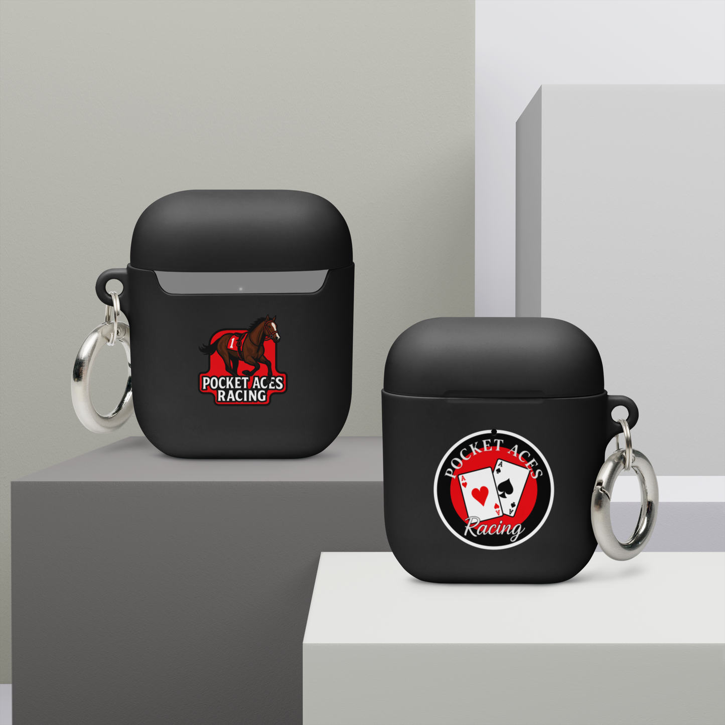 Rubber Case for AirPods® - Framed Cards logo + Horse in Tack logo