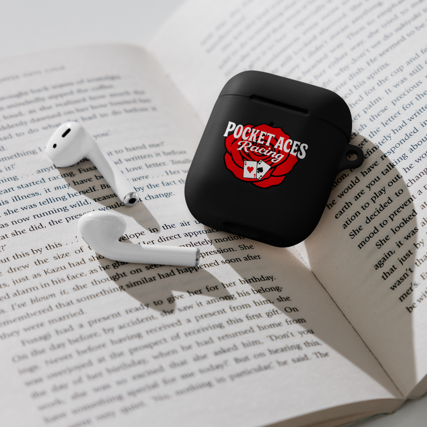 Rubber Case for AirPods® - Rose and Cards w/ Text + Rook Crow over Roses