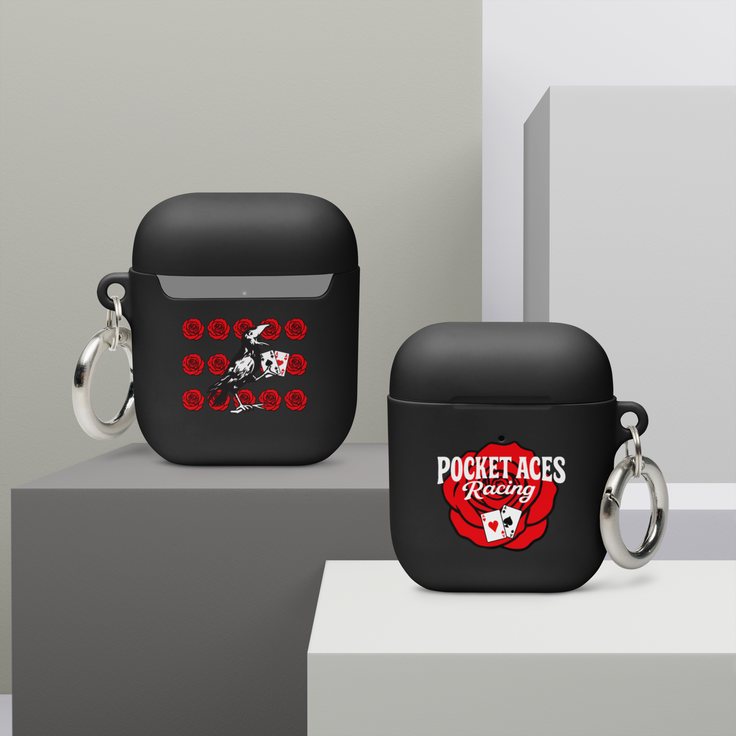 Rubber Case for AirPods® - Rose and Cards w/ Text + Rook Crow over Roses