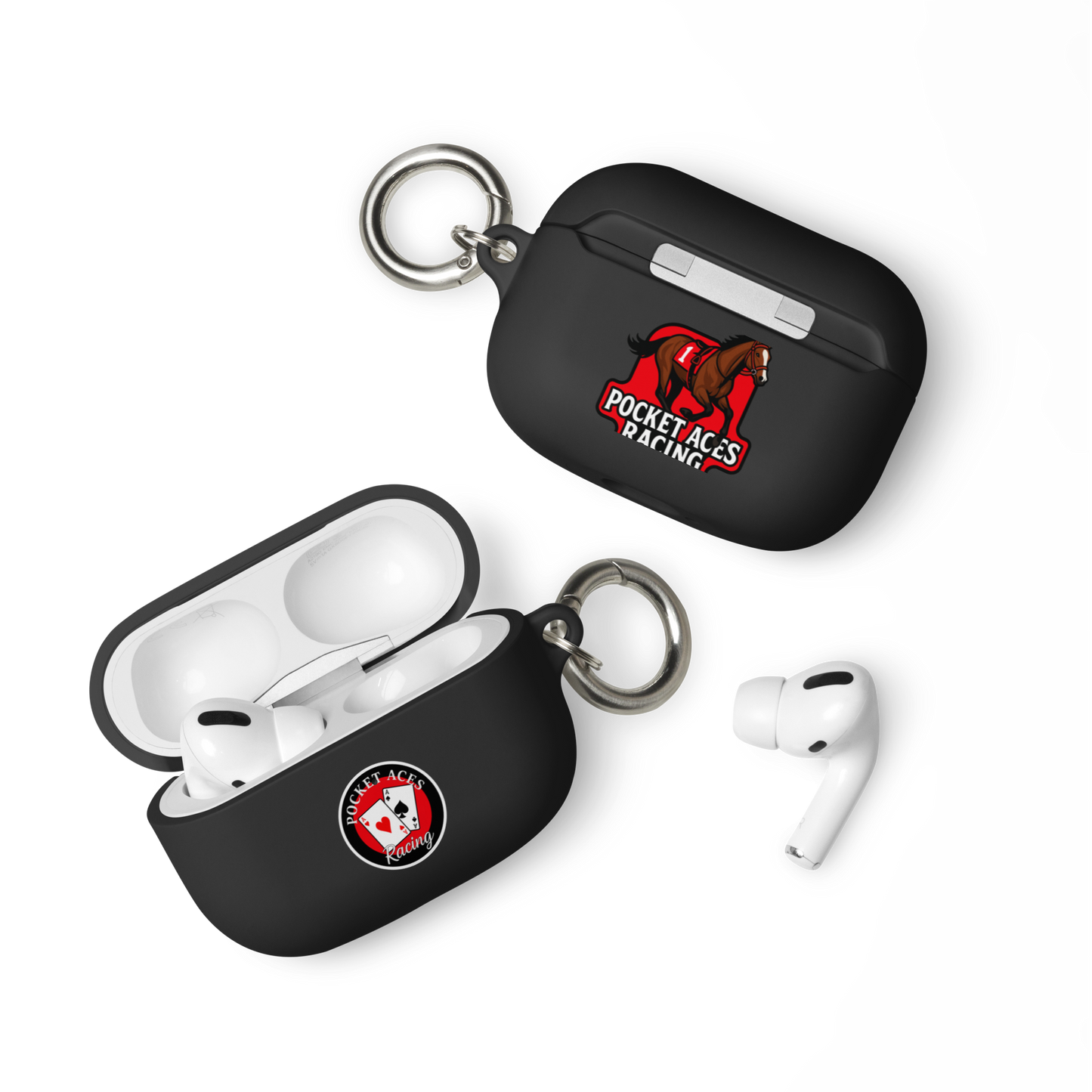 Rubber Case for AirPods® - Framed Cards logo + Horse in Tack logo