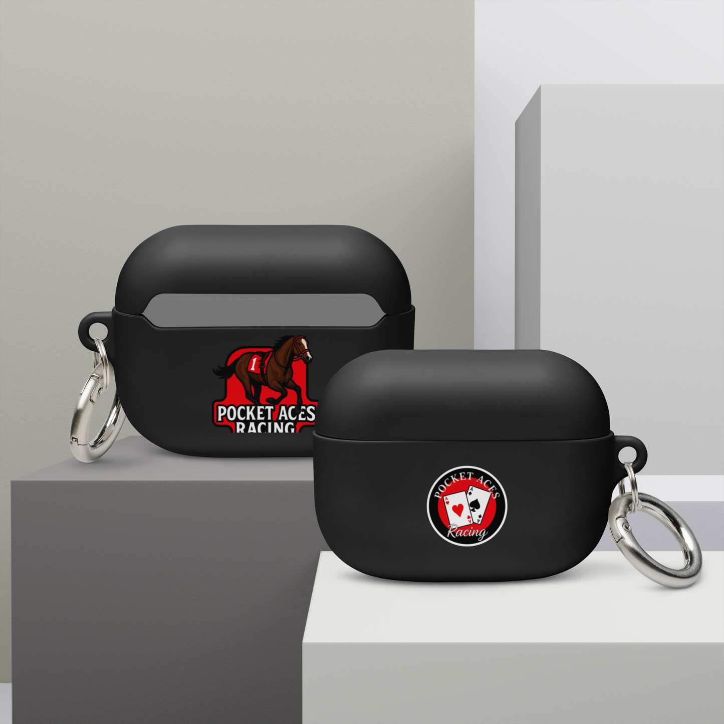 Rubber Case for AirPods® - Framed Cards logo + Horse in Tack logo