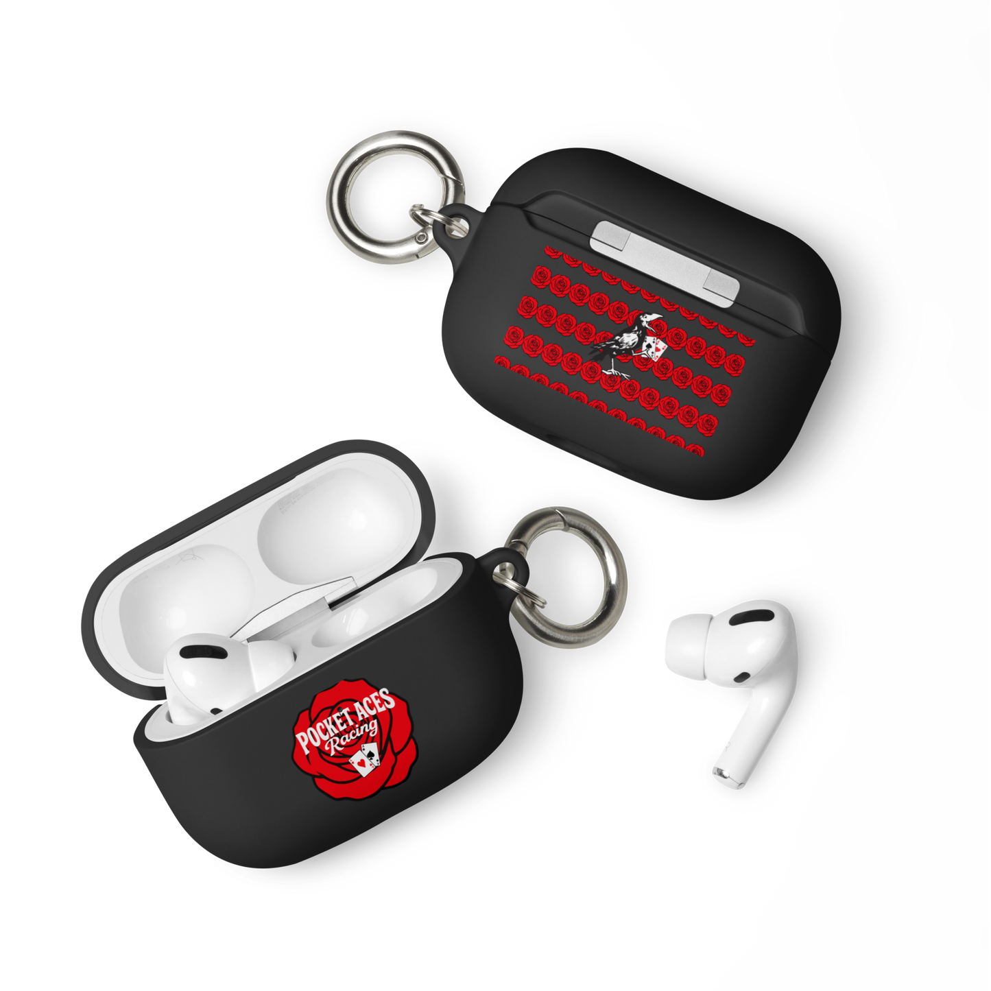 Rubber Case for AirPods® - Rose and Cards w/ Text + Rook Crow over Roses