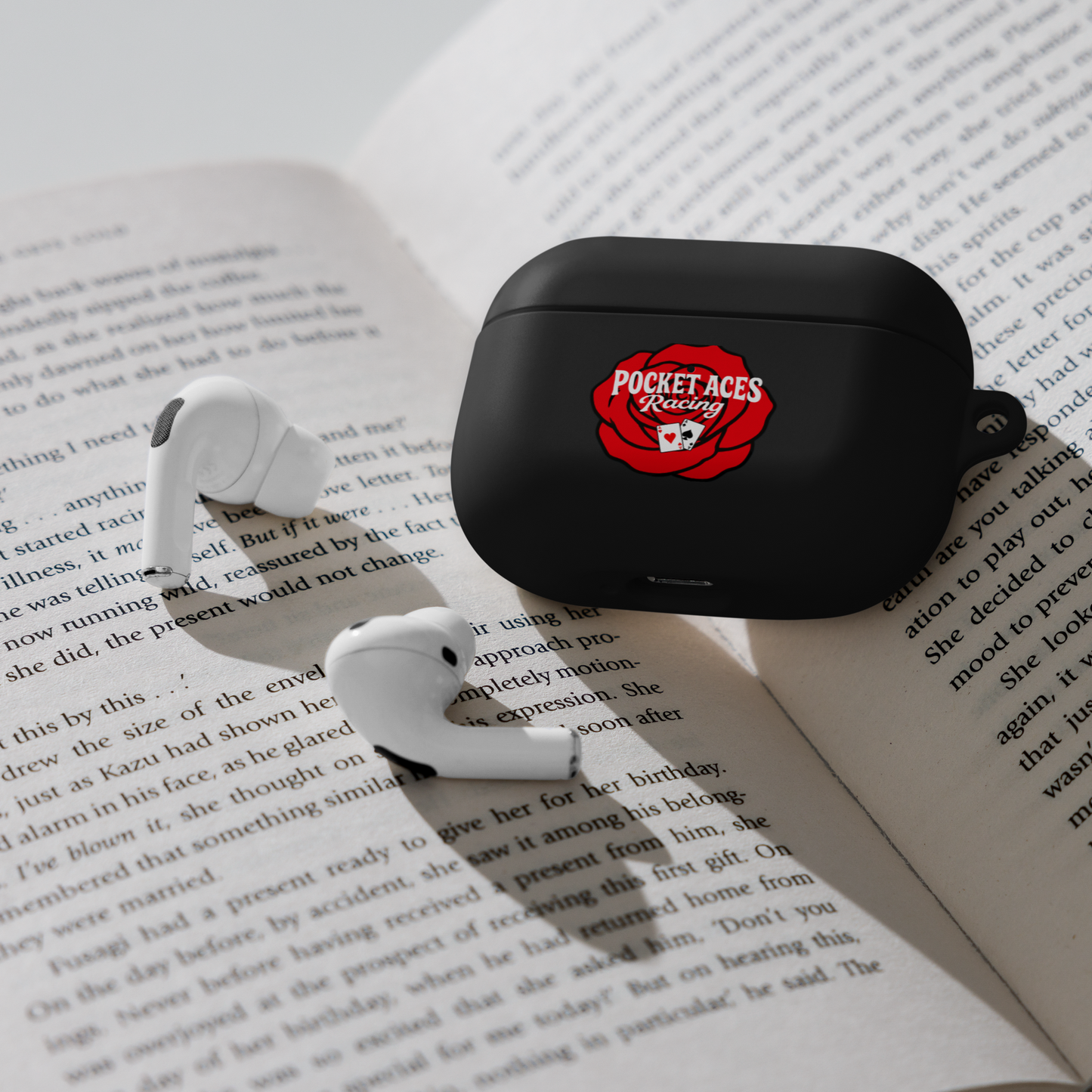 Rubber Case for AirPods® - Rose and Cards w/ Text + Rook Crow over Roses