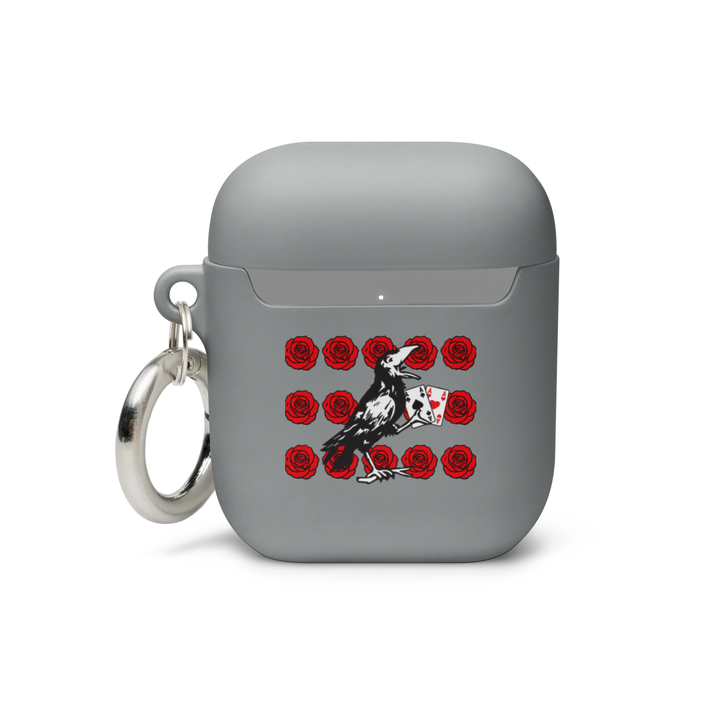 Rubber Case for AirPods® - Rose and Cards w/ Text + Rook Crow over Roses