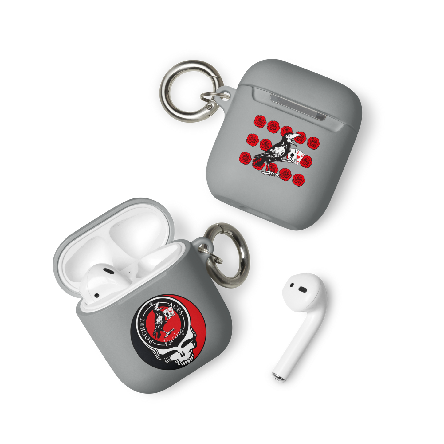 Rubber Case for AirPods® - Ace Your Face (Rook Stealie) + Rook Crow over Roses
