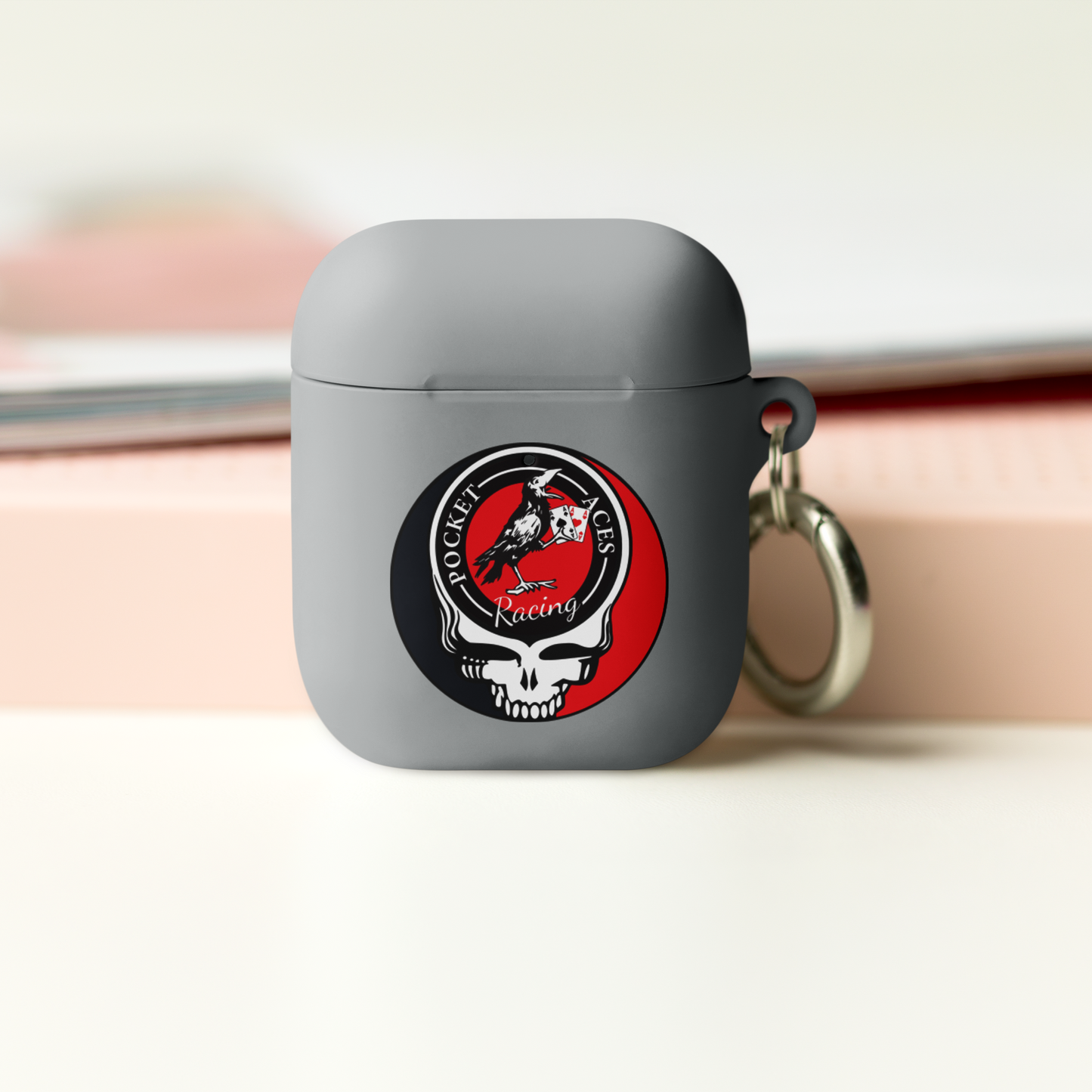 Rubber Case for AirPods® - Ace Your Face (Rook Stealie) + Rook Crow over Roses