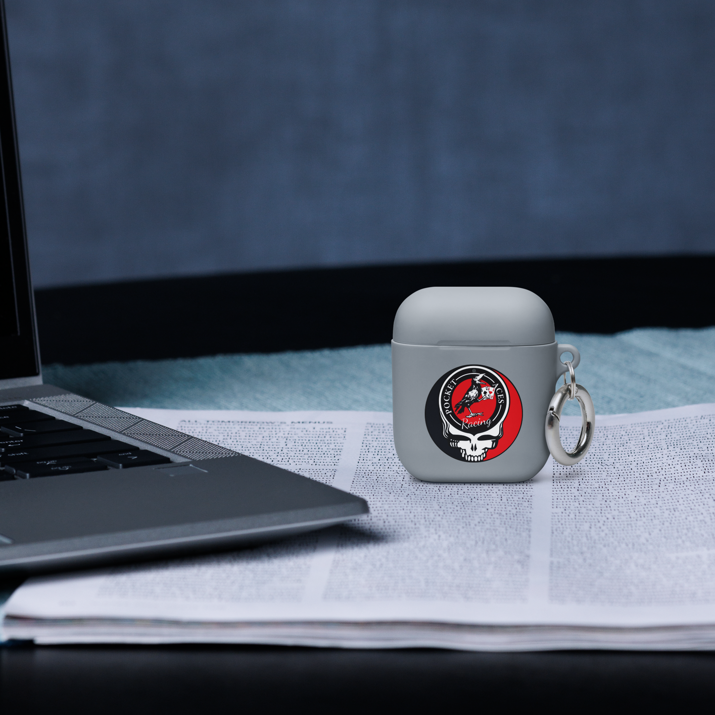 Rubber Case for AirPods® - Ace Your Face (Rook Stealie) + Rook Crow over Roses