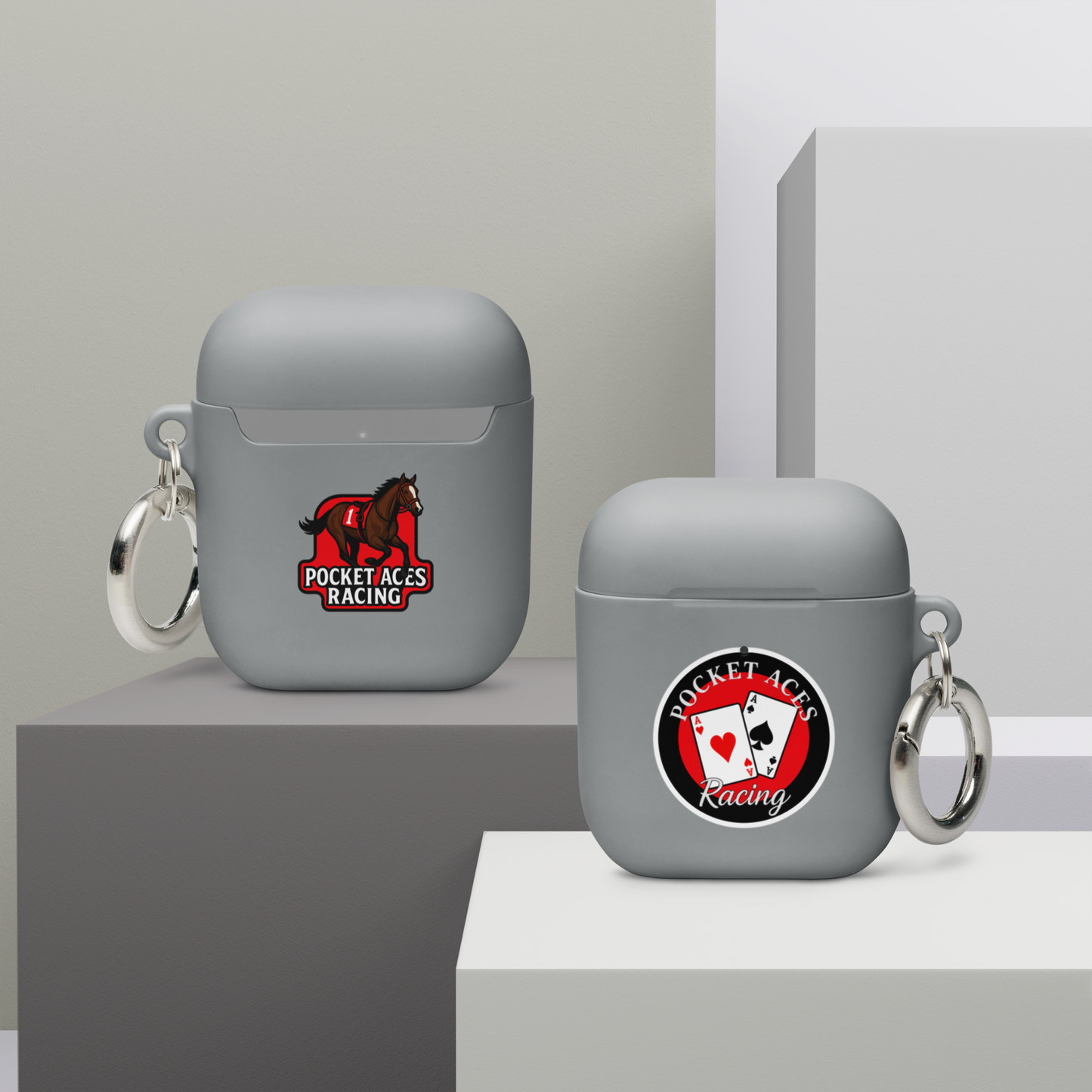 Rubber Case for AirPods® - Framed Cards logo + Horse in Tack logo