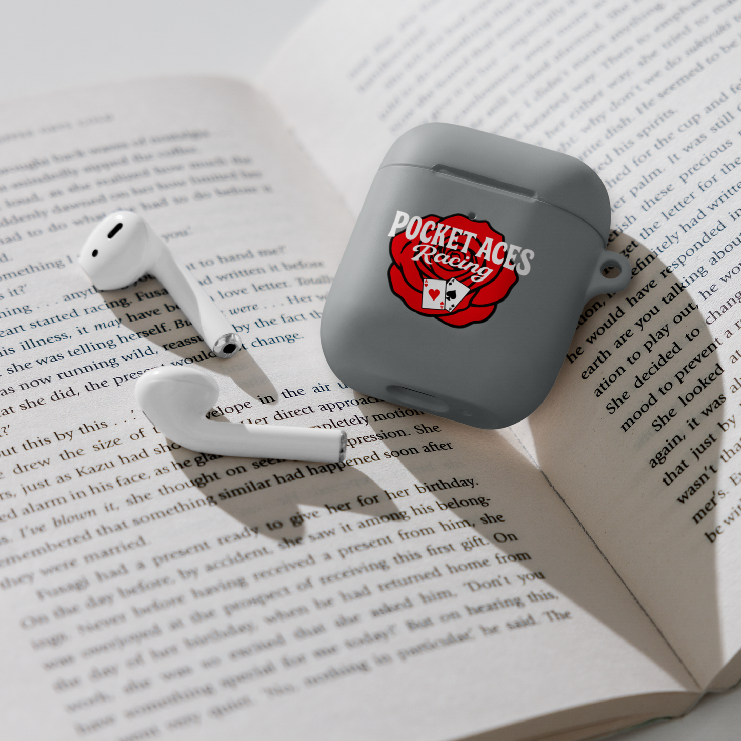Rubber Case for AirPods® - Rose and Cards w/ Text + Rook Crow over Roses