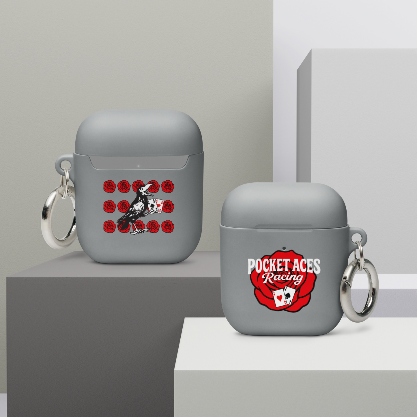 Rubber Case for AirPods® - Rose and Cards w/ Text + Rook Crow over Roses
