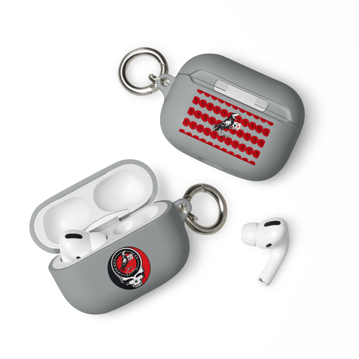 Rubber Case for AirPods® - Ace Your Face (Rook Stealie) + Rook Crow over Roses