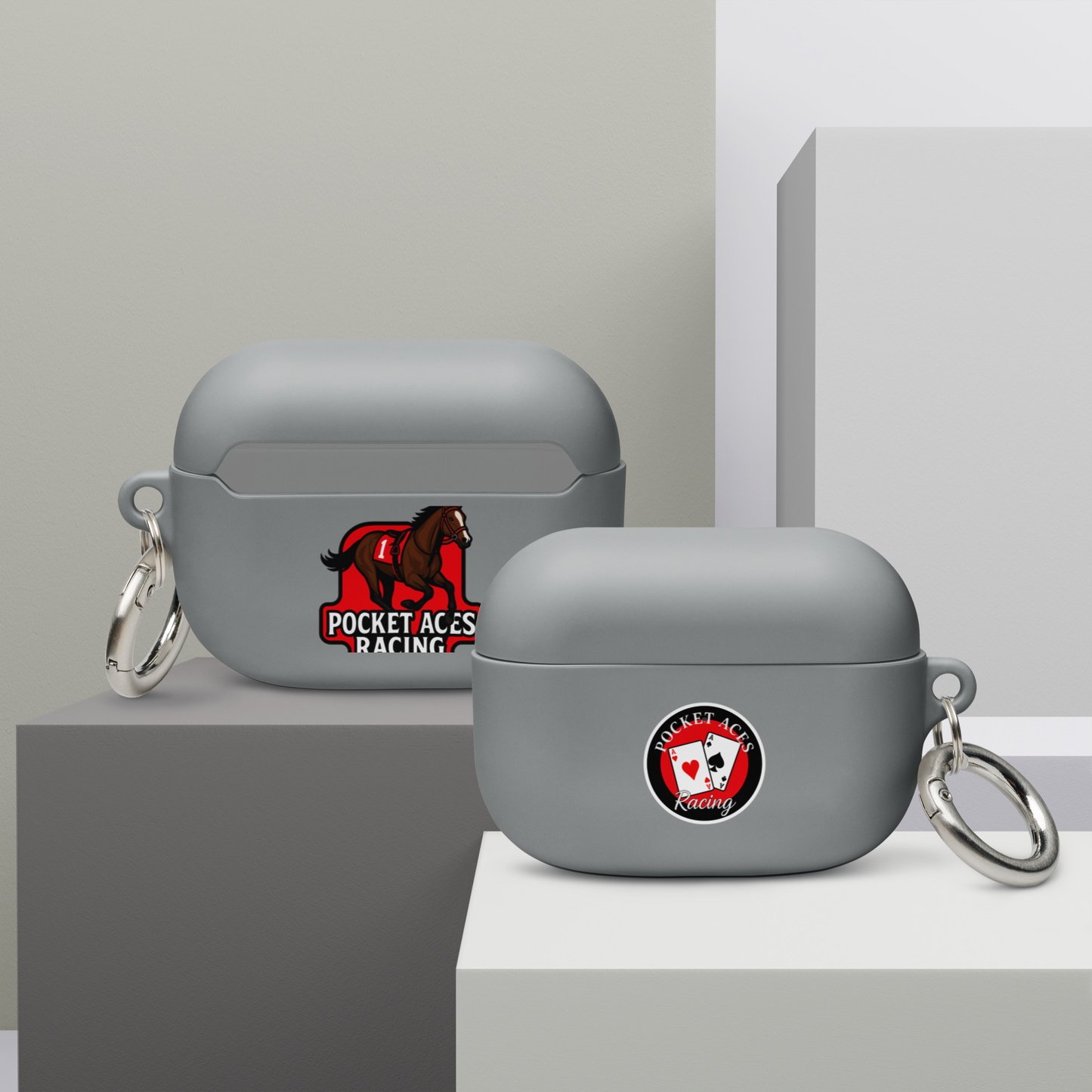 Rubber Case for AirPods® - Framed Cards logo + Horse in Tack logo
