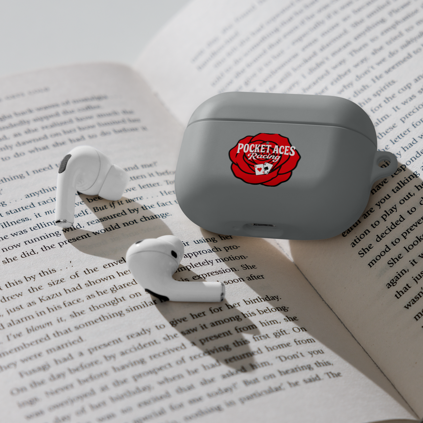 Rubber Case for AirPods® - Rose and Cards w/ Text + Rook Crow over Roses