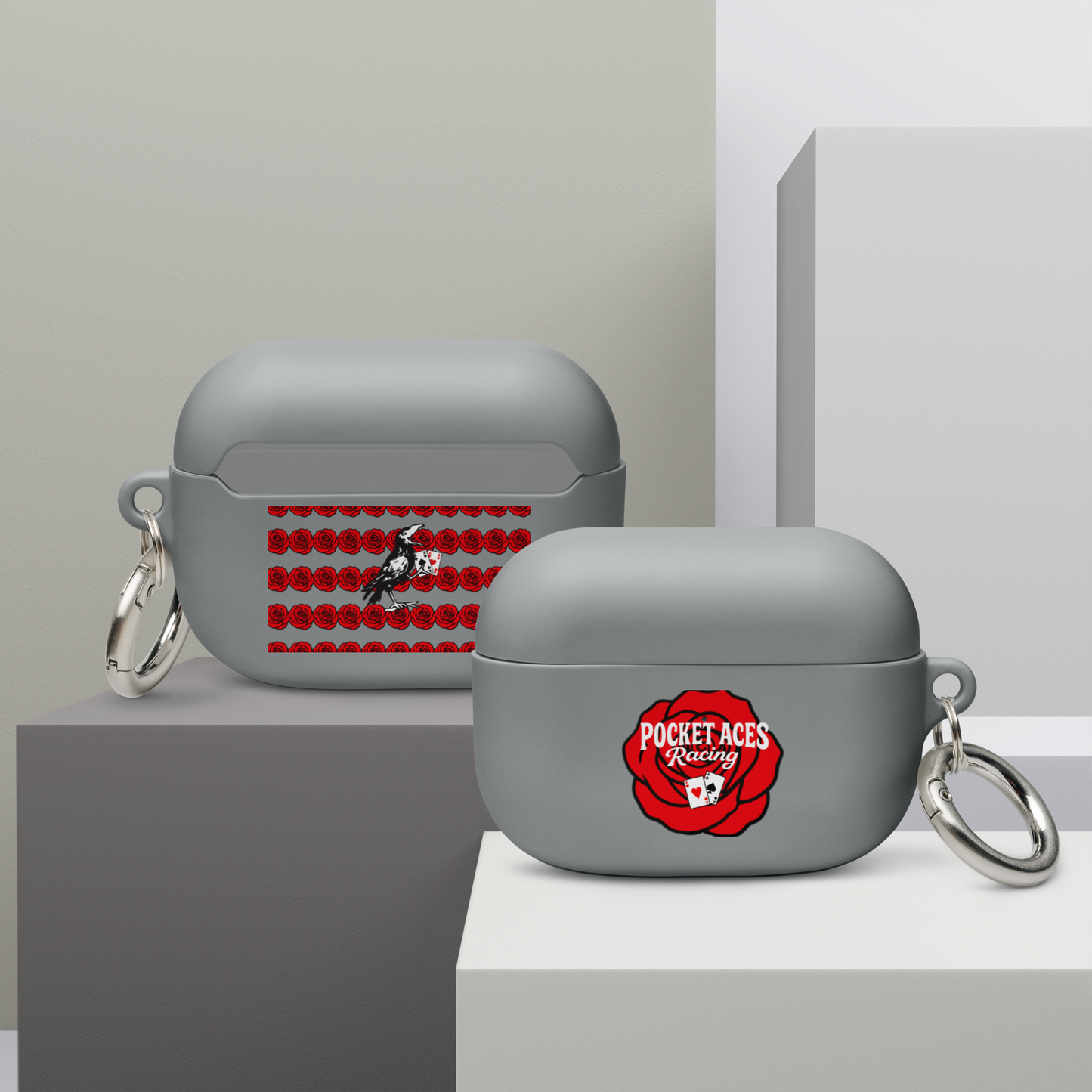 Rubber Case for AirPods® - Rose and Cards w/ Text + Rook Crow over Roses