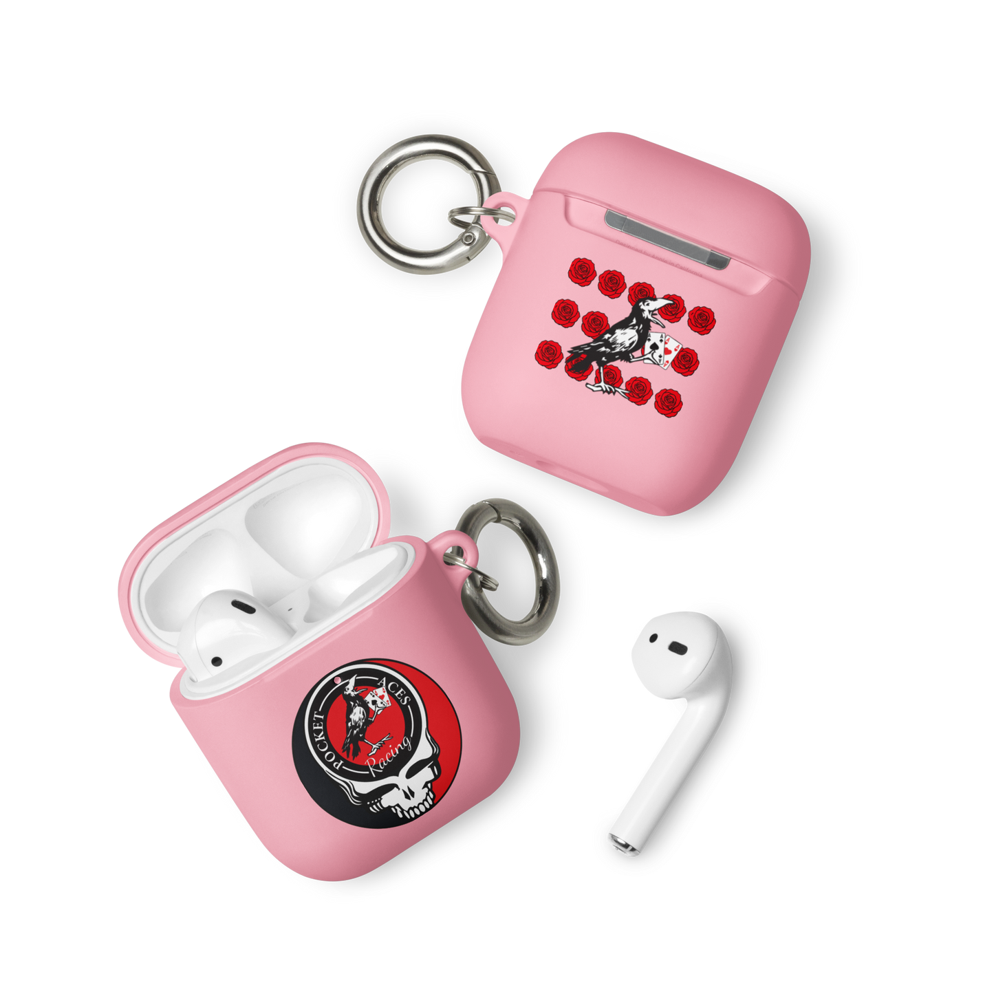 Rubber Case for AirPods® - Ace Your Face (Rook Stealie) + Rook Crow over Roses