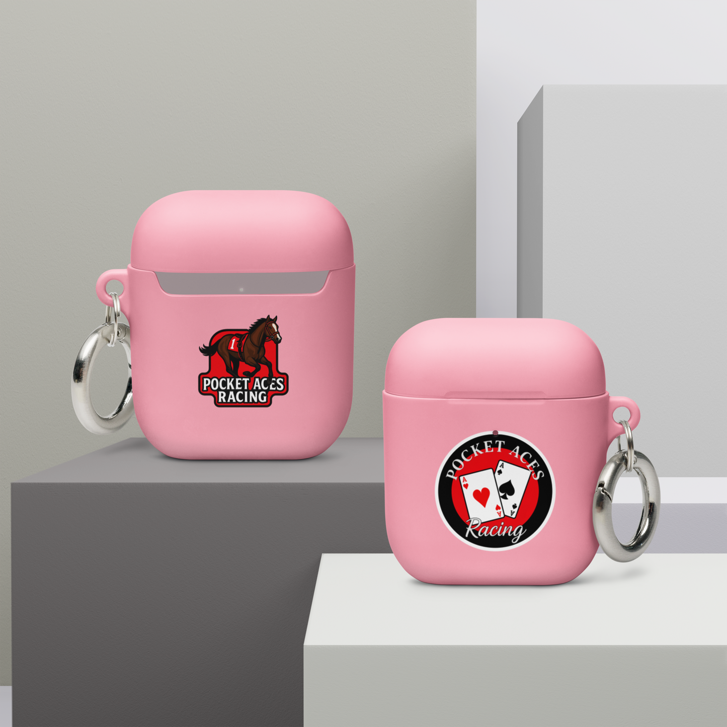 Rubber Case for AirPods® - Framed Cards logo + Horse in Tack logo