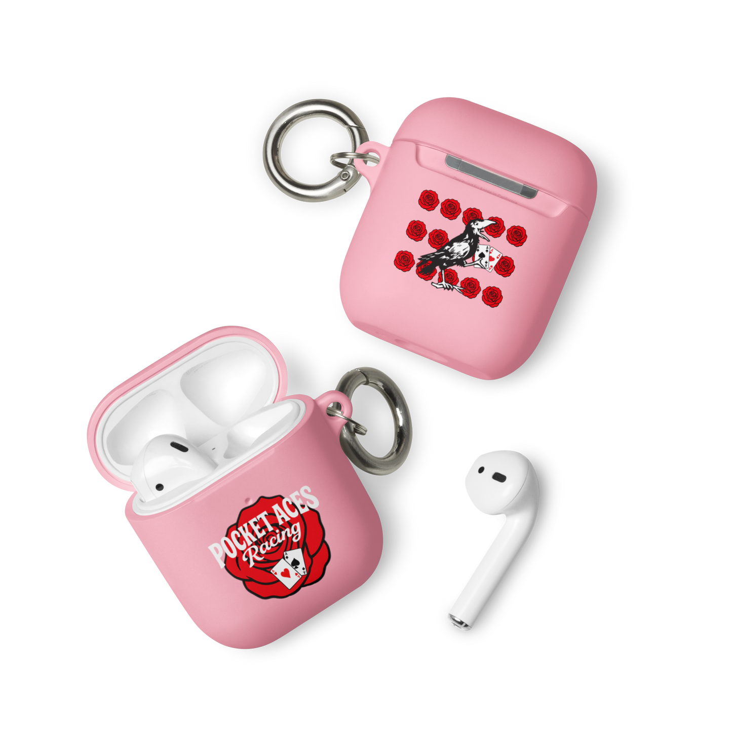 Rubber Case for AirPods® - Rose and Cards w/ Text + Rook Crow over Roses
