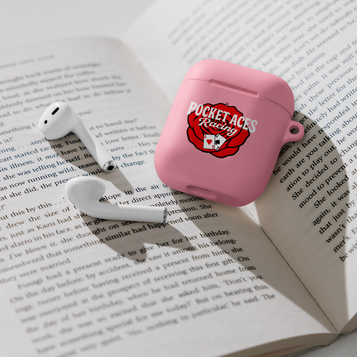 Rubber Case for AirPods® - Rose and Cards w/ Text + Rook Crow over Roses