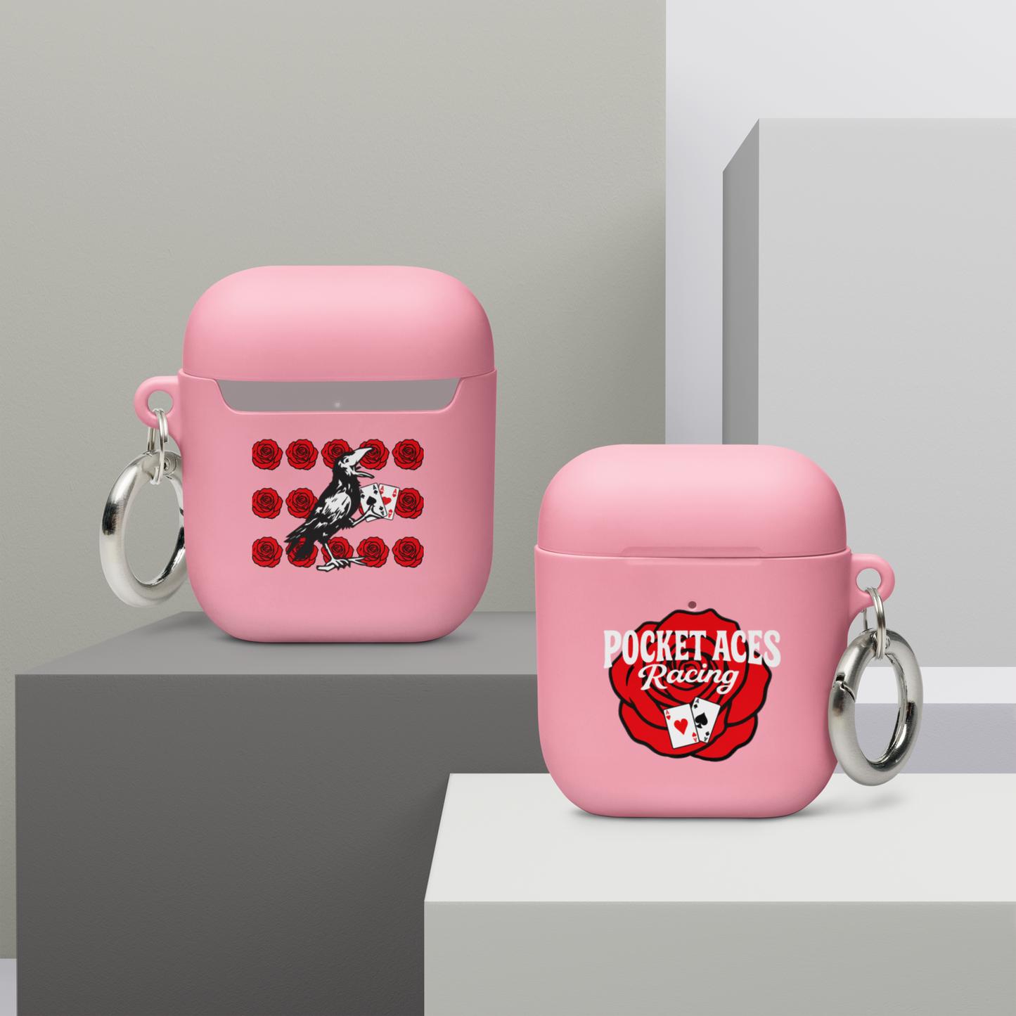 Rubber Case for AirPods® - Rose and Cards w/ Text + Rook Crow over Roses