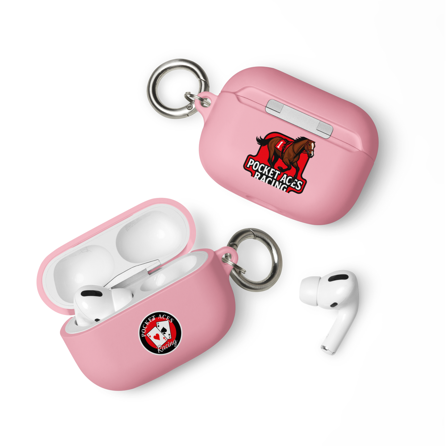 Rubber Case for AirPods® - Framed Cards logo + Horse in Tack logo