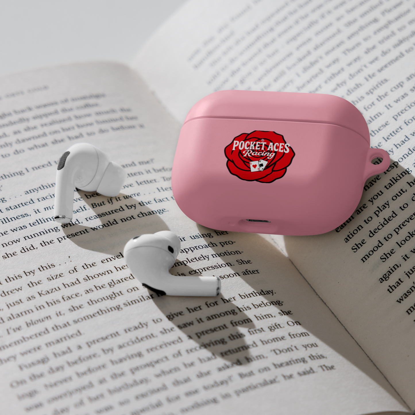 Rubber Case for AirPods® - Rose and Cards w/ Text + Rook Crow over Roses