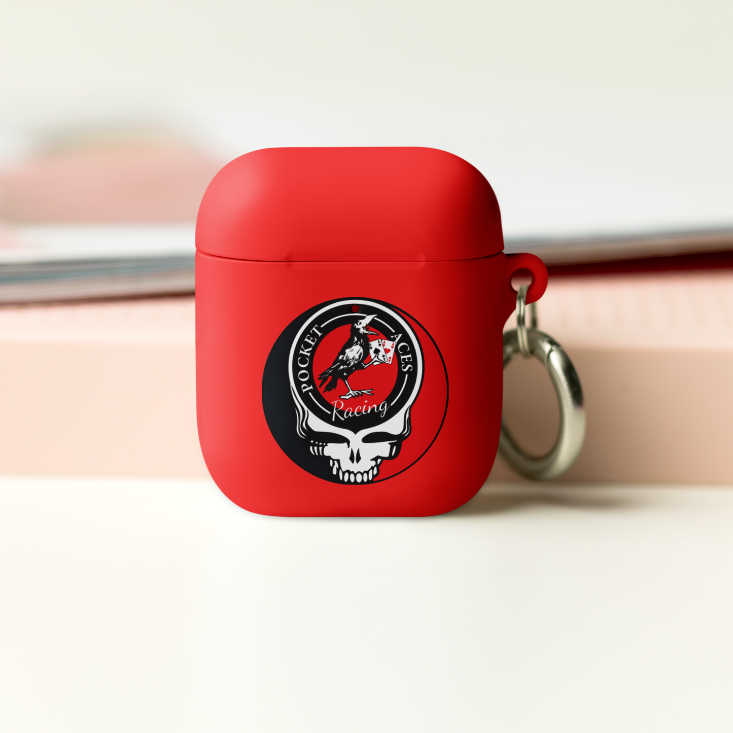 Rubber Case for AirPods® - Ace Your Face (Rook Stealie) + Rook Crow over Roses