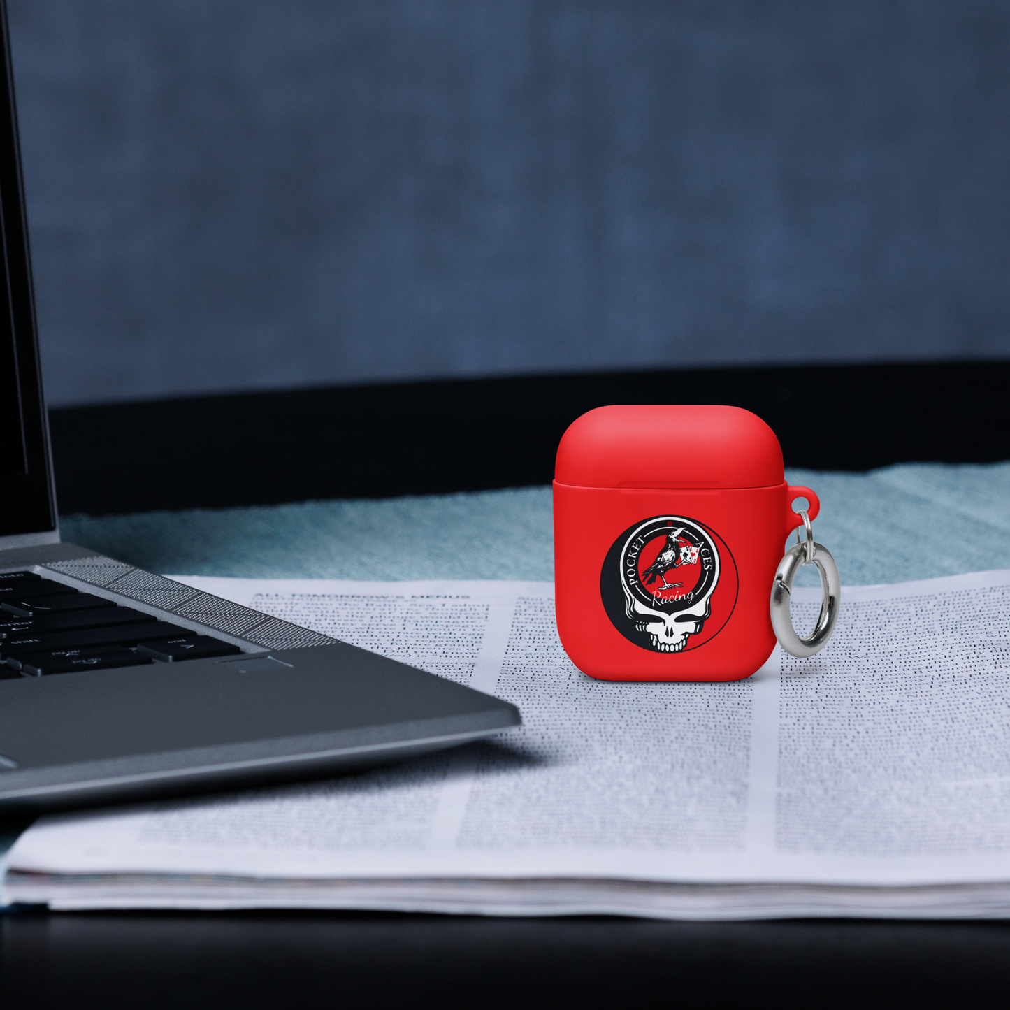 Rubber Case for AirPods® - Ace Your Face (Rook Stealie) + Rook Crow over Roses
