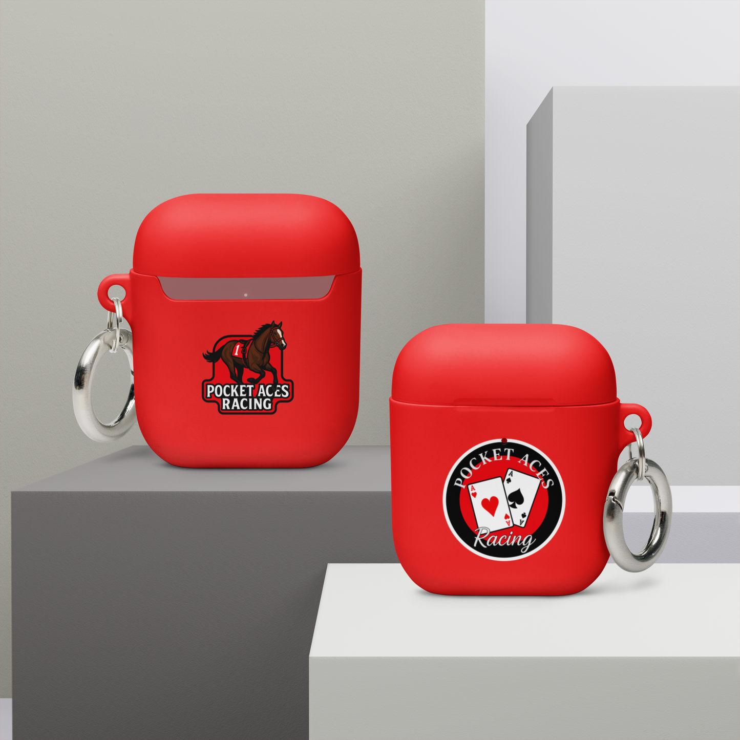 Rubber Case for AirPods® - Framed Cards logo + Horse in Tack logo