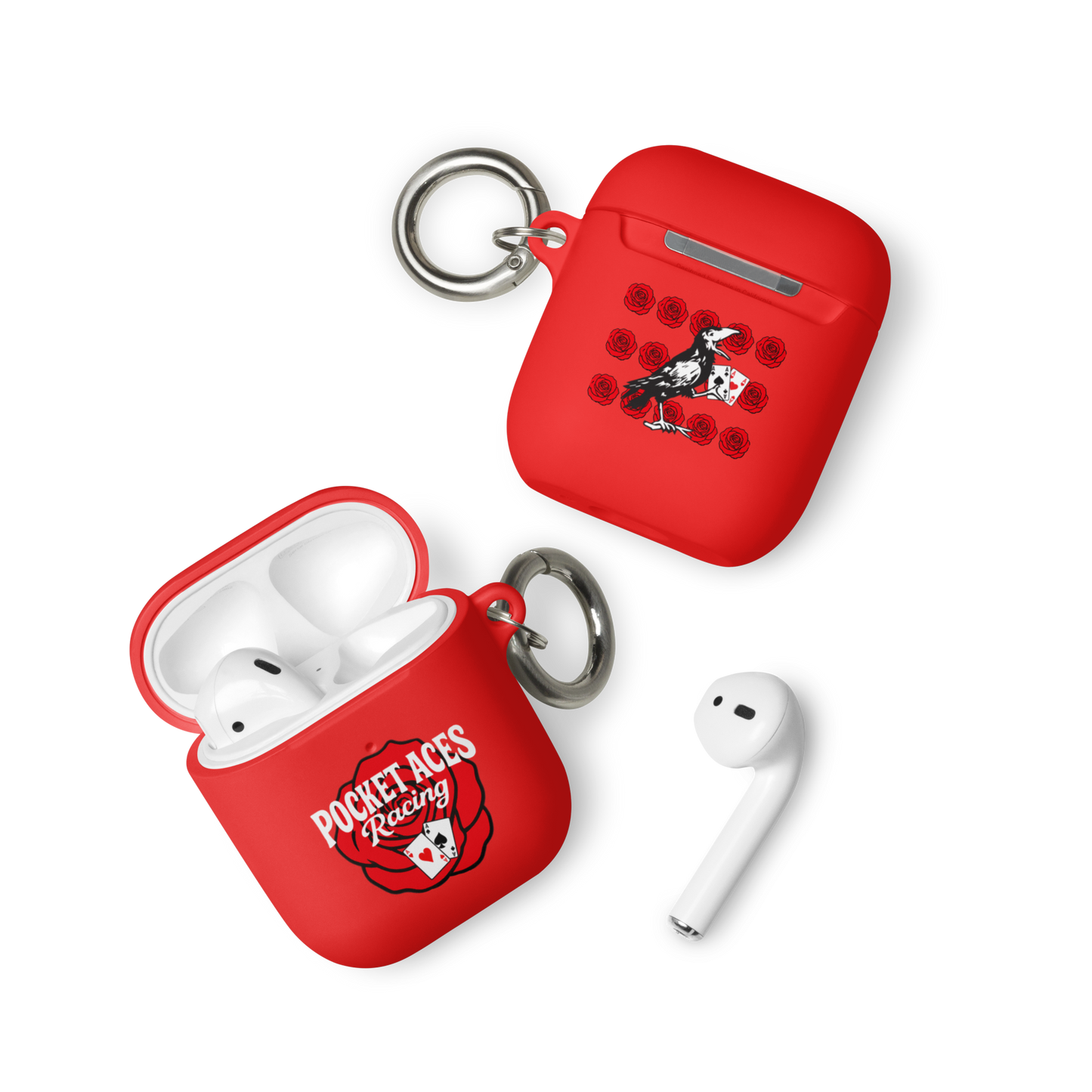 Rubber Case for AirPods® - Rose and Cards w/ Text + Rook Crow over Roses