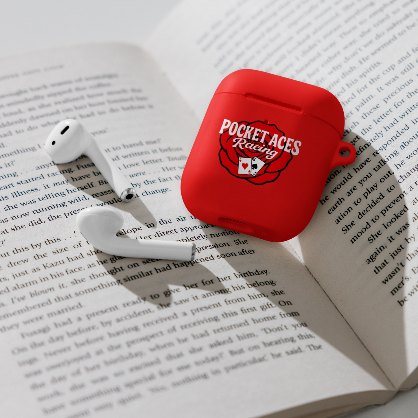 Rubber Case for AirPods® - Rose and Cards w/ Text + Rook Crow over Roses