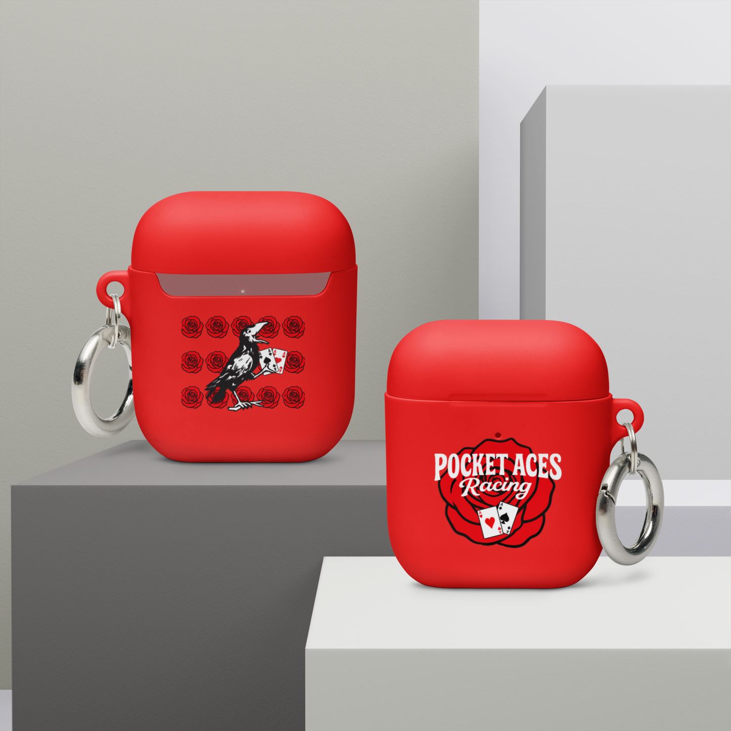 Rubber Case for AirPods® - Rose and Cards w/ Text + Rook Crow over Roses