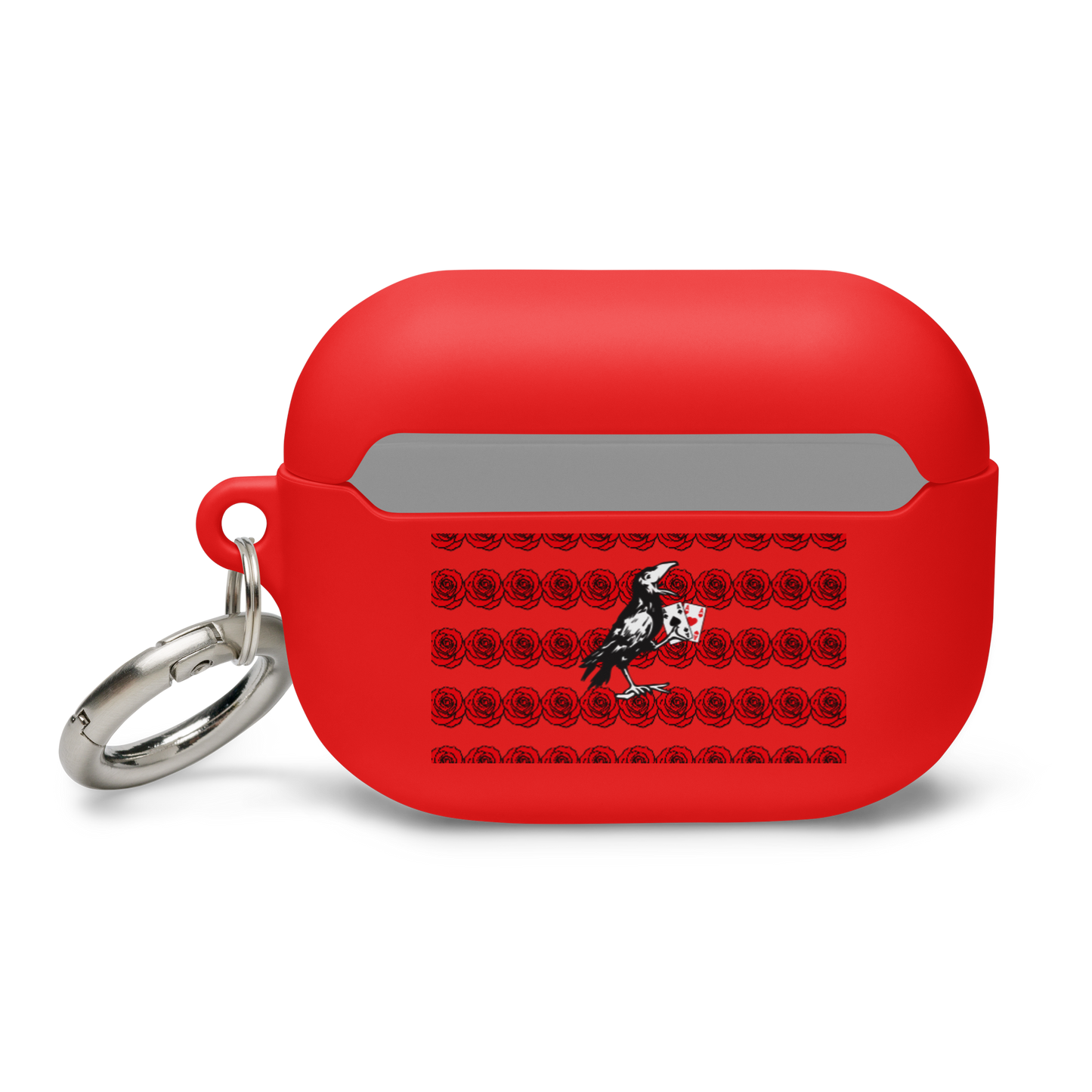 Rubber Case for AirPods® - Rose and Cards w/ Text + Rook Crow over Roses