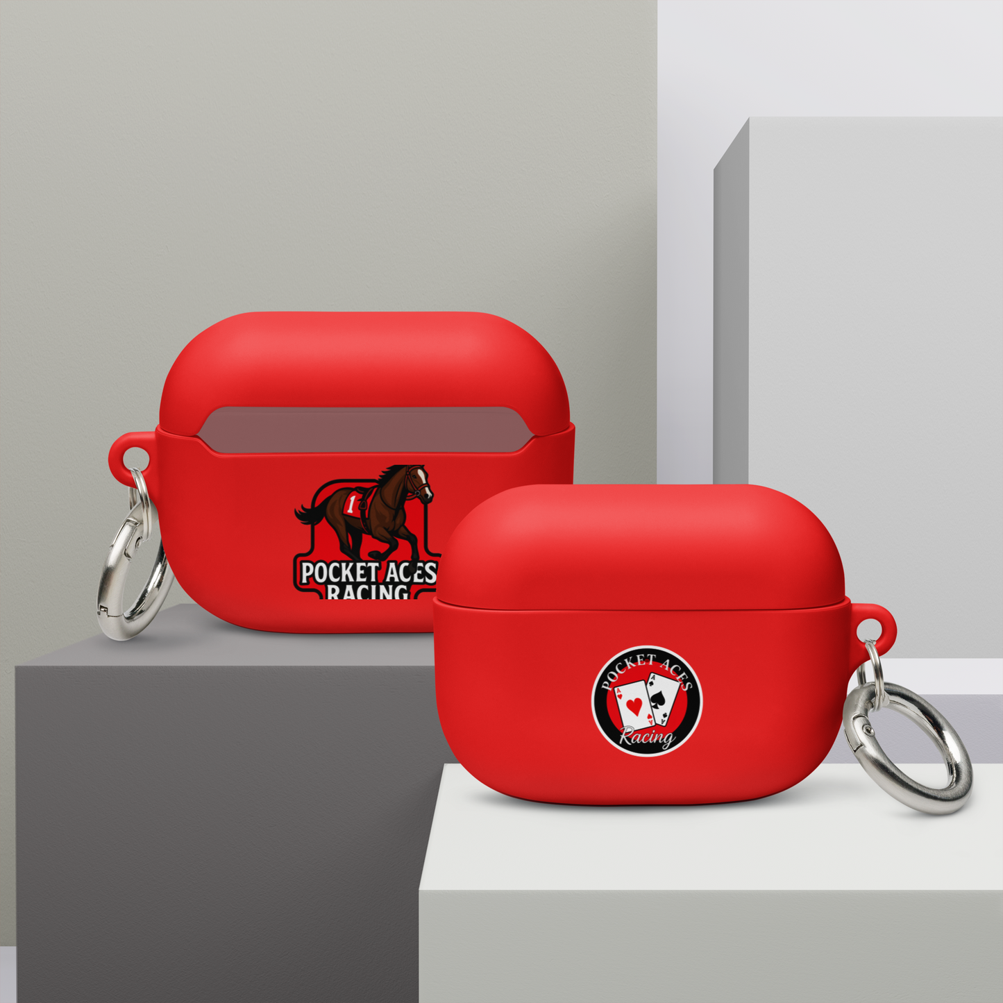 Rubber Case for AirPods® - Framed Cards logo + Horse in Tack logo