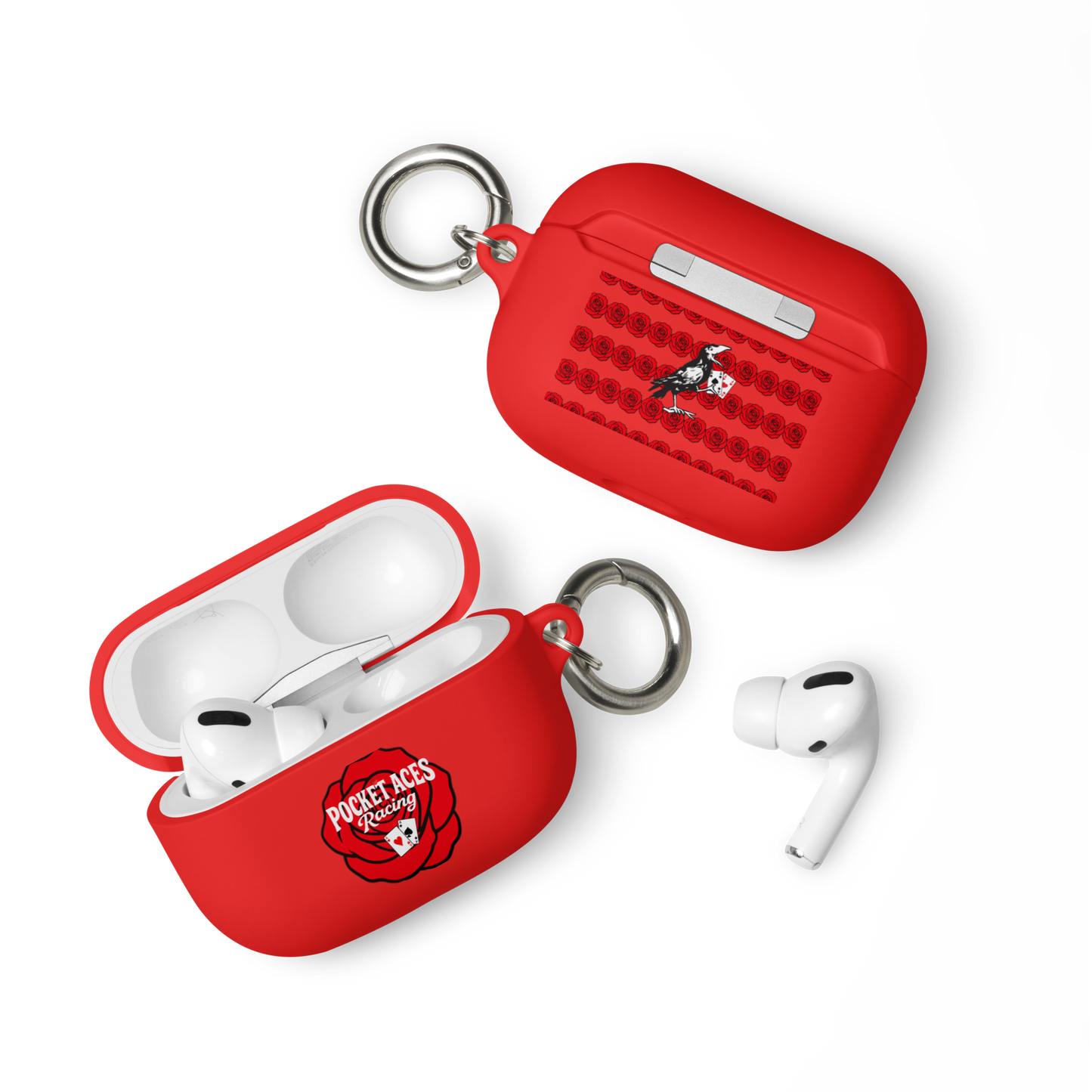 Rubber Case for AirPods® - Rose and Cards w/ Text + Rook Crow over Roses