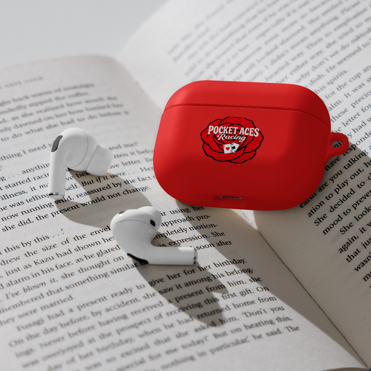 Rubber Case for AirPods® - Rose and Cards w/ Text + Rook Crow over Roses