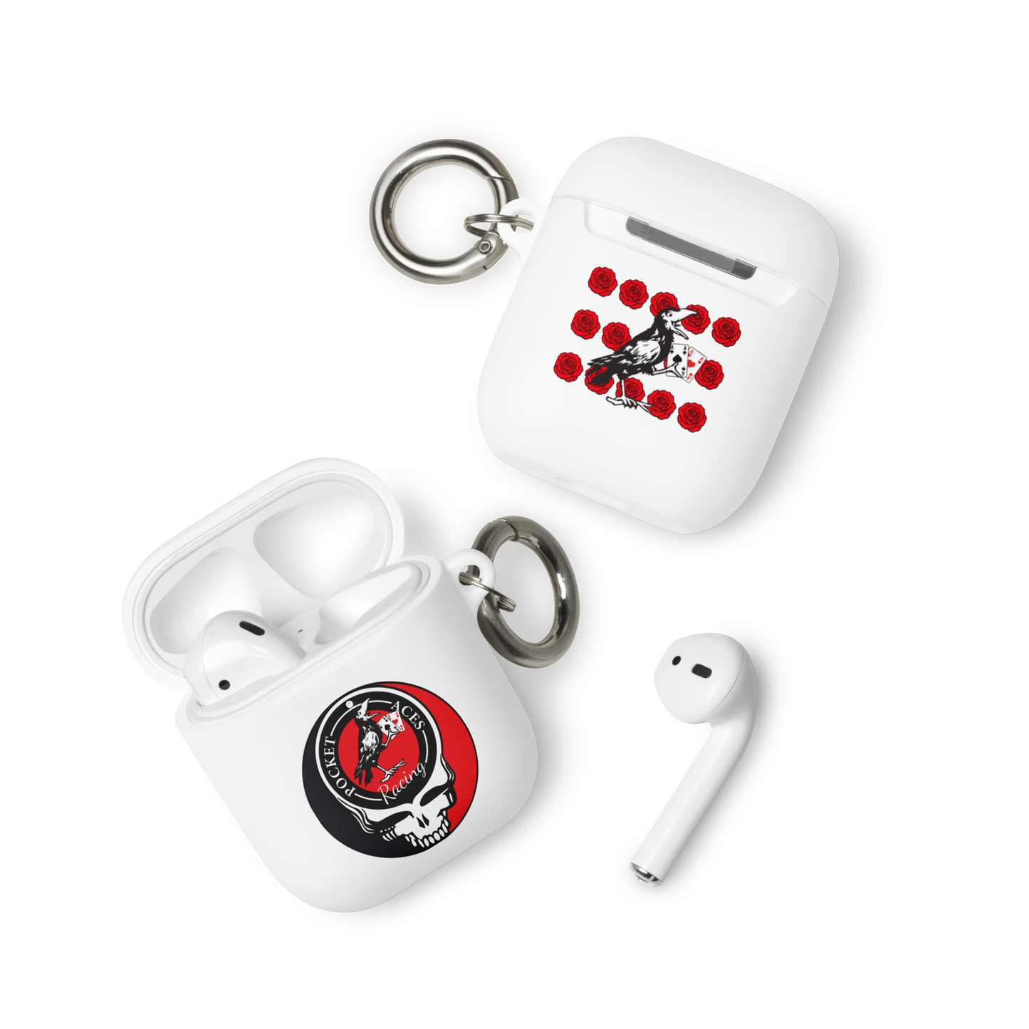 Rubber Case for AirPods® - Ace Your Face (Rook Stealie) + Rook Crow over Roses